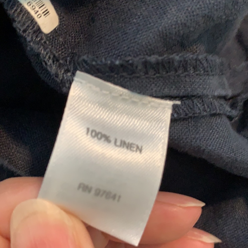 Boxy Linen Navy Cropped Top - Picture 4 of 6